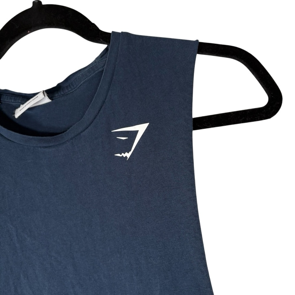 Gymshark Mens Medium Sleeveless Muscle Tee Shirt Gym Workout Navy Blue Tank Top - Picture 2 of 6